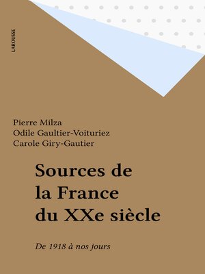 cover image of Sources de la France du XXe siècle